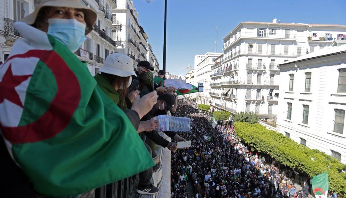 خلال تظاهرة في الجزائر العاصمة (12 آذار 2021، أ ب). 