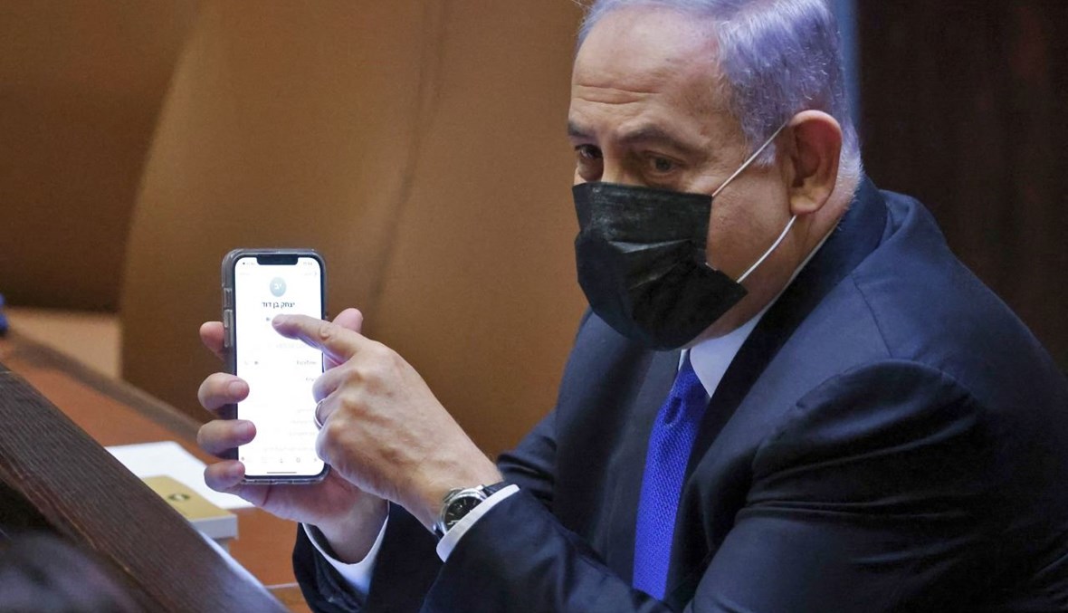 نتنياهو خلال جلسة خاصة للكنيست في القدس (2 حزيران 2021، أ ف ب). 