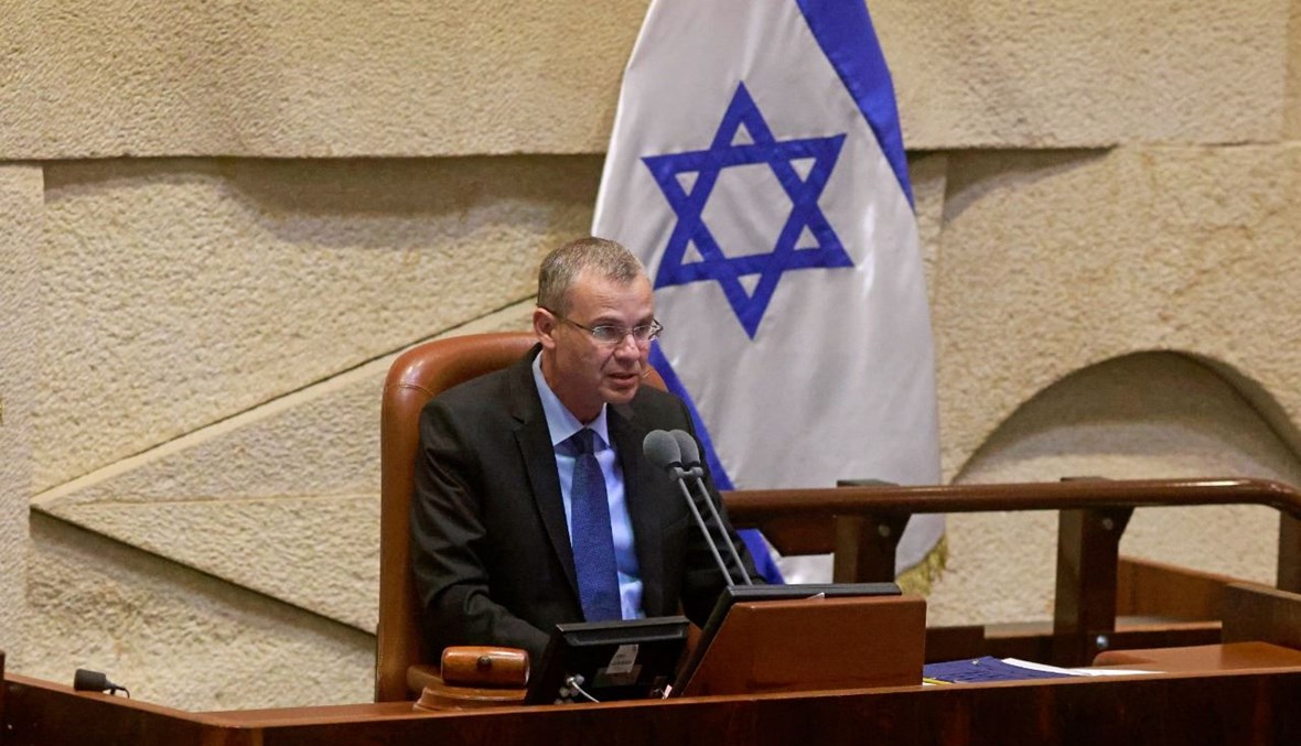 ليفين يدلي ببيان في القدس (7 حزيران 2021، أ ف ب). 