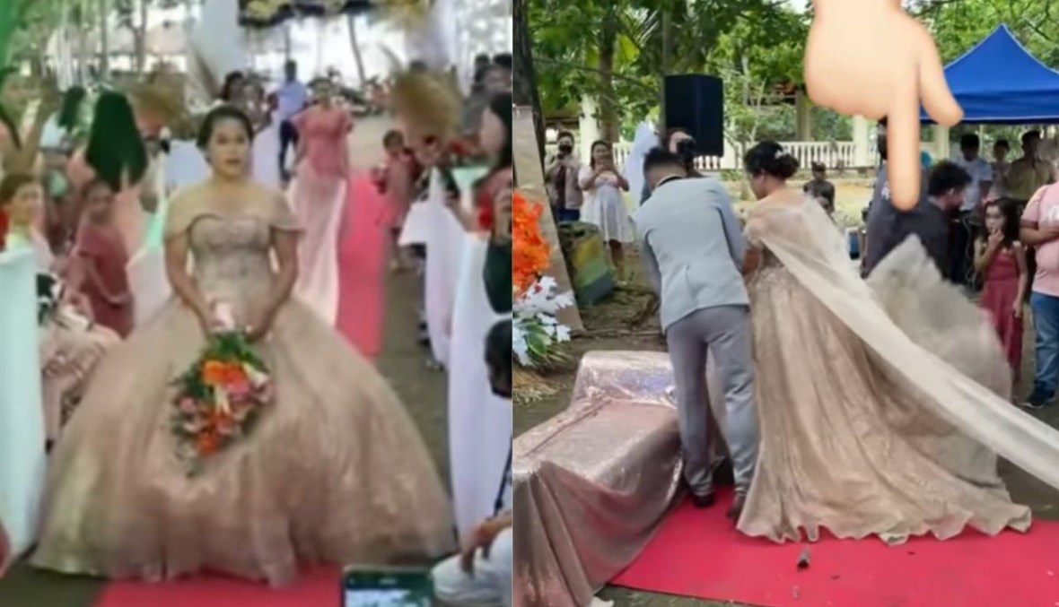 مشهد صدم الحضور... الشاب تحت فستان العروس!