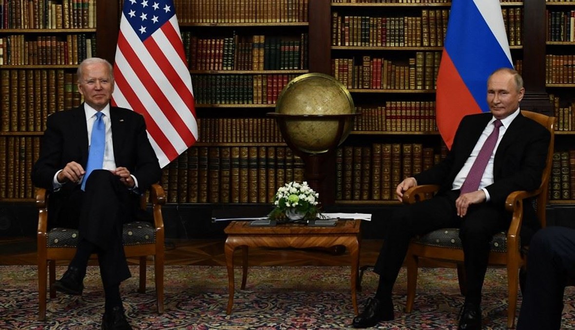 لقاء بوتين وبايدن في جنيف (أ ف ب).