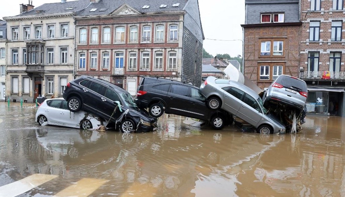 أضرار الفيضانات في بلجيكا (أ ف ب).