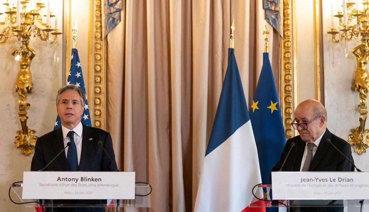 وزير الخارجية الفرنسي جان-إيف لودريان ونظيره الأميركي أنتوني بلينكن - "أ ف ب"