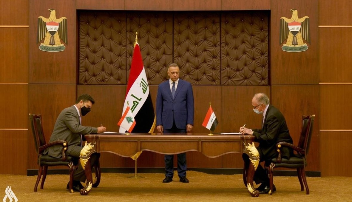 الكاظمي يرعى مراسم توقيع اتفاق استيراد لبنان المحروقات من العراق.