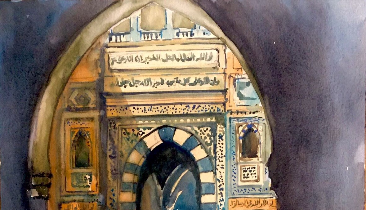 لوحة "باب الملك عبد الله" بريشة الفنان شوقي دلال.