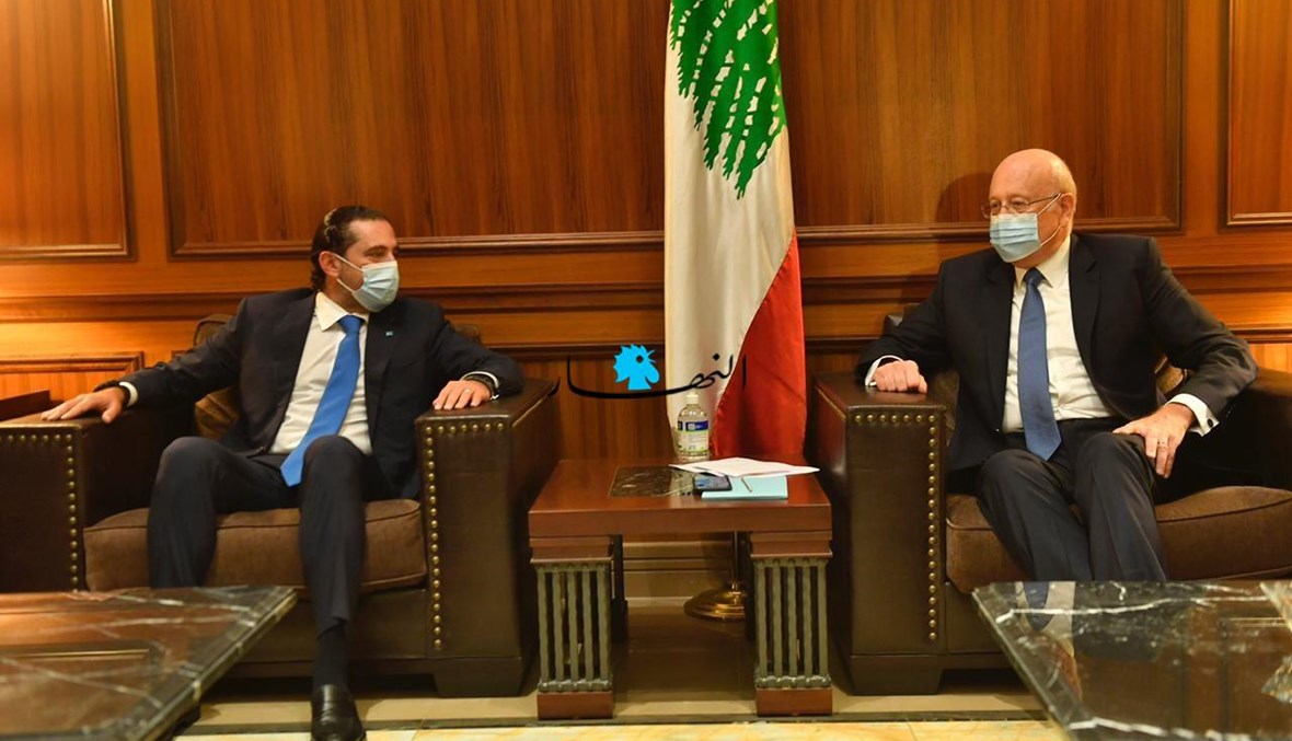 الرئيس نجيب ميقاتي يلتقي الرئيس سعد الحريري في ساحة النجمة (حسام شبارو).