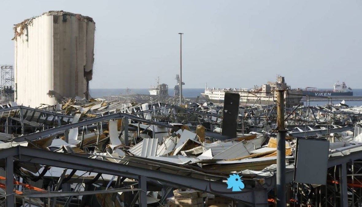 مرفأ بيروت بعد الانفجار.