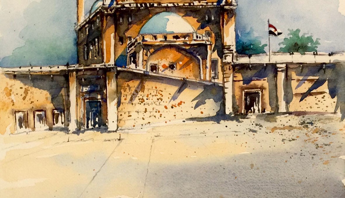 لوحة "قلعة صلاح الدين الأيوبي في القاهرة" بريشة الرسام شوقي دلال.