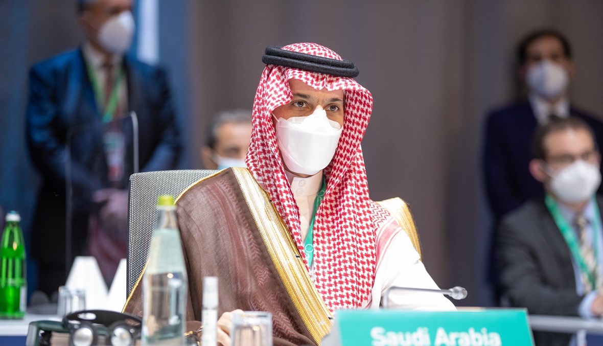 بن فرحان خلال الاجتماع الوزاري للتحالف الدولي ضد تنظيم داعش (28 حزيران 2021، تويتر). 
