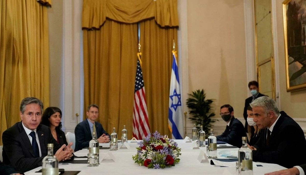 وزير الخارجية الأميركي أنتوني بلينكن يلتقي نظيره الإسرائيلي يائير لبيد (أ ف ب).