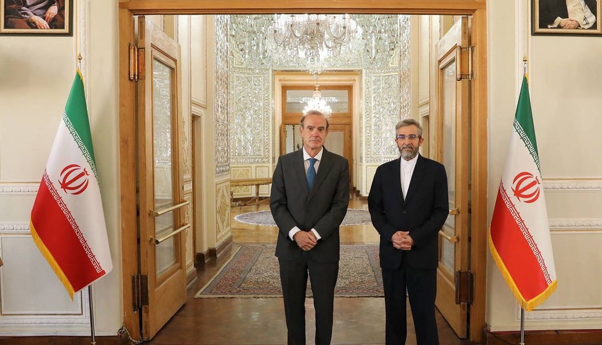 باقري (إلى اليمين) مستقبلا مورا في طهران (14 ت1 2021، أ ف ب).