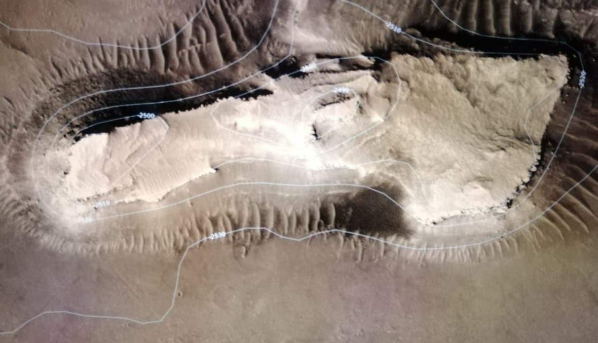 خريطة مماثلة لخريطة لبنان على المريخ.