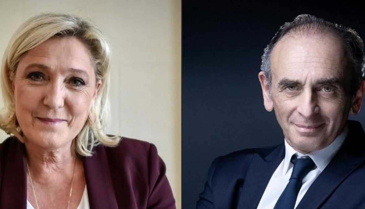 صورة مركّبة للمرشحين عن اليمين المتطرف إلى الانتخابات الرئاسية إريك زيمور ومارين لوبان - "أ ف ب"