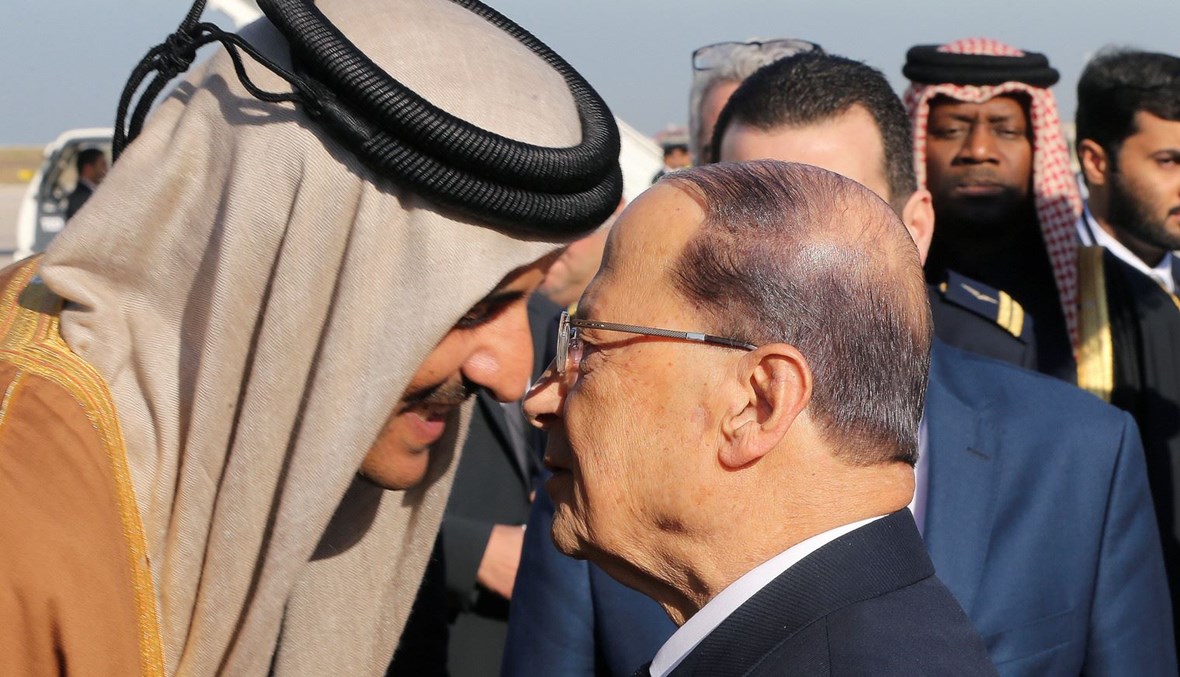 الرئيس ميشال عون وأمير دولة قطر تميم بن حمد آل ثاني.