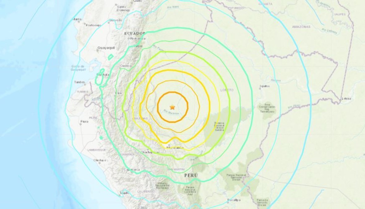 موقع الزلزال في البيرو (earthquake.usgs.gov). 