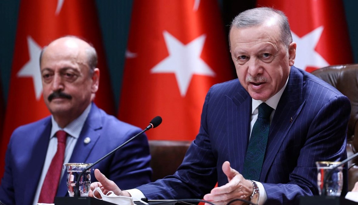 إردوغان خلال لقاء في المجمع الرئاسي في أنقرة (16 ك1 2021، أ ف ب).