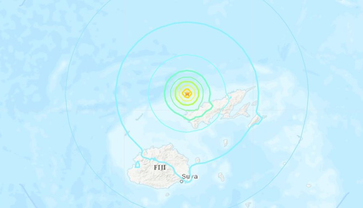 خريطة تظهر موقع الزلزال الذي ضرب فيجي (earthquake.usgs.gov). 
